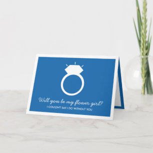 Wirst du mein Blumenmädchen sein? Blue Ring Card Einladung
