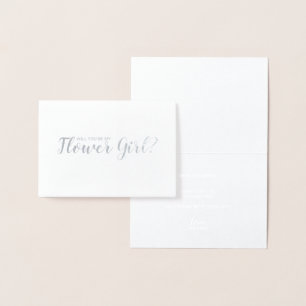 Wirst du mein Blumenmädchen sein? Elegant Silver Folienkarte