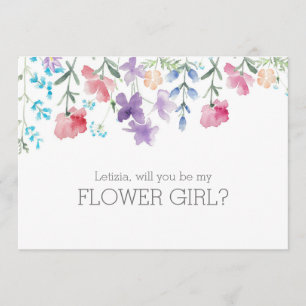 Wirst du mein Blumenmädchen sein? Farbige Blumenpr Einladung