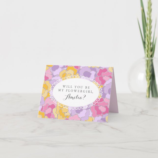 "Wirst du mein Blumenmädchen sein?" Grußkarte Einladung (Vorderseite)