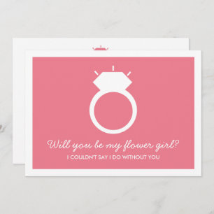 Wirst du mein Blumenmädchen sein? Pink-Ring-Karte Einladung