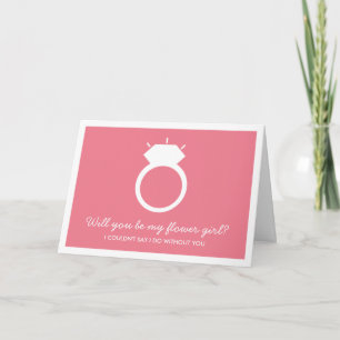 Wirst du mein Blumenmädchen sein? Pink-Ring-Karte Einladung