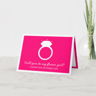 Wirst du mein Blumenmädchen sein? Rosa Ringkarte Einladung