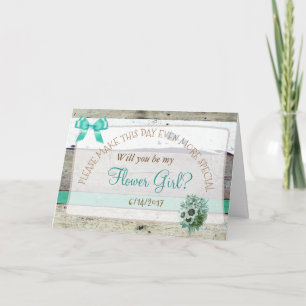 Wirst du mein Blumenmädchen sein Rustikale Holzkar Einladung