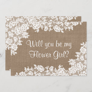 Wirst du mein Blumenmädchen sein? Rustikales Burla Einladung