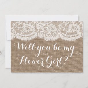 Wirst du mein Blumenmädchen sein? Rustikales Burla Einladung