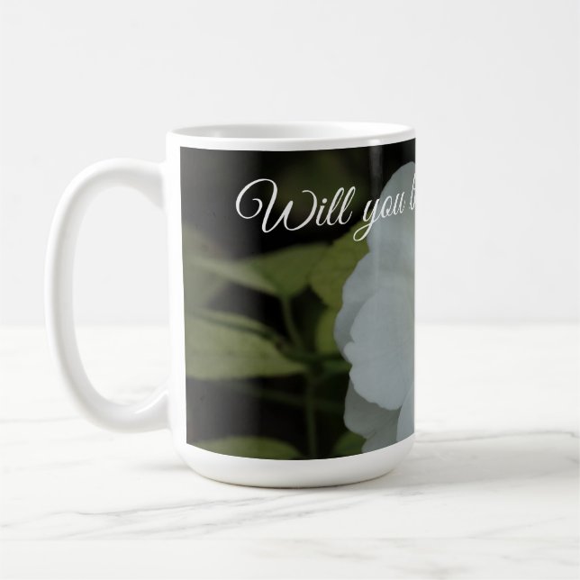 Wirst du mein Blumenmädchen sein, weißes Blume-Fot Kaffeetasse (Links)