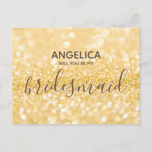 Wirst du mein bräunlicher goldener Glitzer funkeln Einladungspostkarte