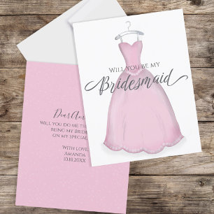 Wirst du mein Bridesmaid-Brautparty sein, rosa Kle Karte