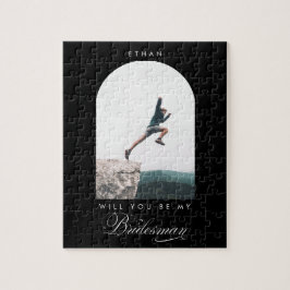 Wirst du mein Bridesman sein? Minimale Foto Modern Puzzle