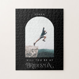 Wirst du mein Bridesman sein Minimales Foto Schwar Puzzle