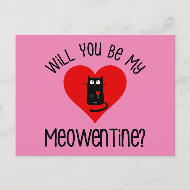 Wirst du mein Meowentin sein? Valentinstag Postkarte (Vorderseite)