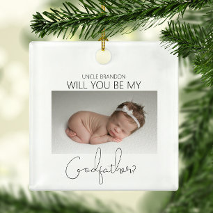 Wirst du mein Pate sein? Weihnachtsbaum Keramikornament