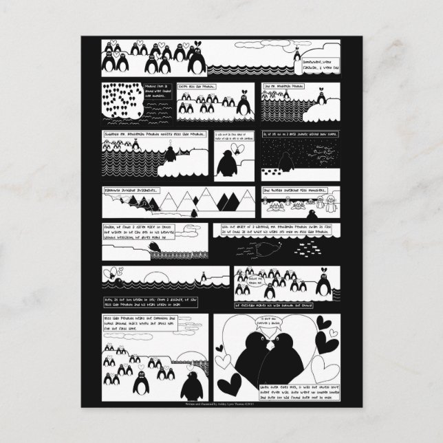 Wirst du mein Pinguin sein? Black BG Postkarte (Vorderseite)