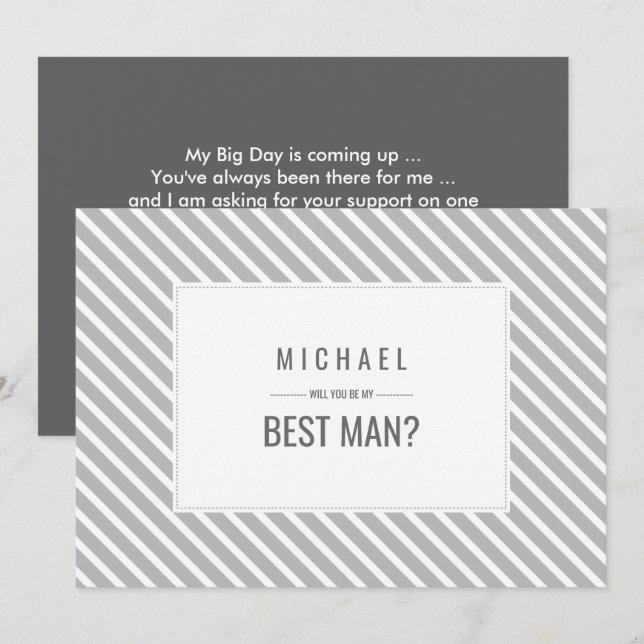 Wirst du mein Trauzeuge sein? Muster für graue Str Einladung (Vorne/Hinten)