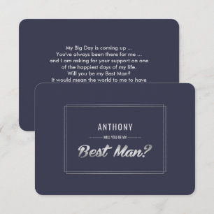 Wirst du mein Trauzeuge sein? Navy Blue Silver Wed Einladung
