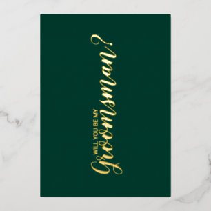 Wirst du mein Trauzeuge sein? Smarald und Gold Folieneinladung
