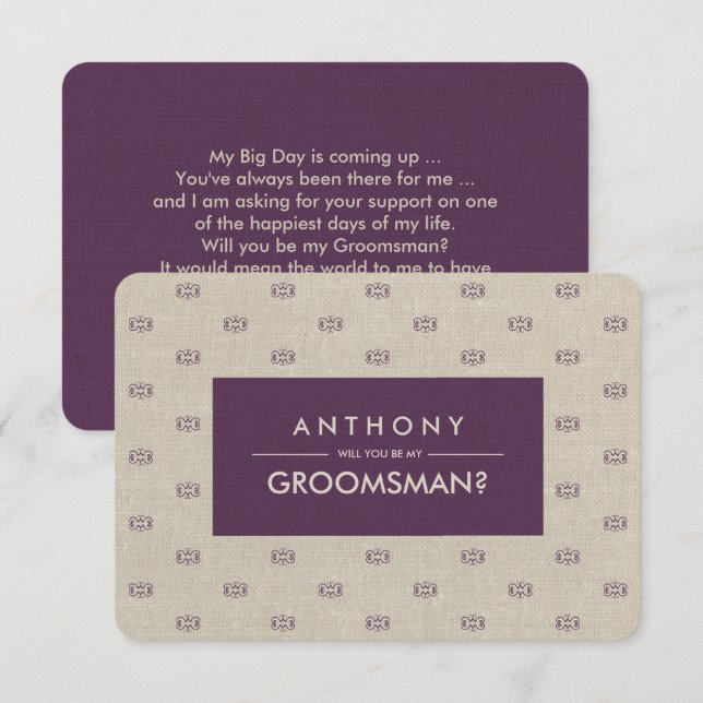 Wirst du mein Trauzeuge sein? Vintages Muster Einladung (Vorne/Hinten)