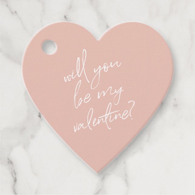 Wirst du mein Valentininrosa Herzgeschenk sein? Geschenkanhänger (Vorderseite)