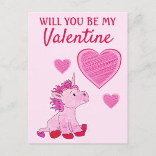Wirst du mein Valentins Einhorn am Valentinstag se Feiertagspostkarte