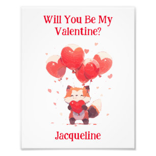 Wirst du mein Valentins Kawaii Roter Panda Poster