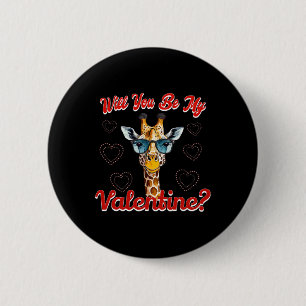Wirst du mein Valentinstag lustiger Giraffe Valent Button