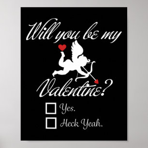 Wirst du mein Valentinstag lustiger Herz Cupid V-d Poster