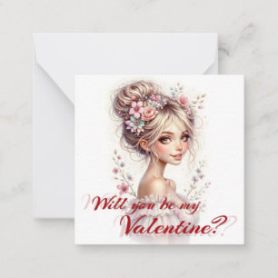 Wirst du mein Valentinstag sein – Romantischer Kun Mitteilungskarte