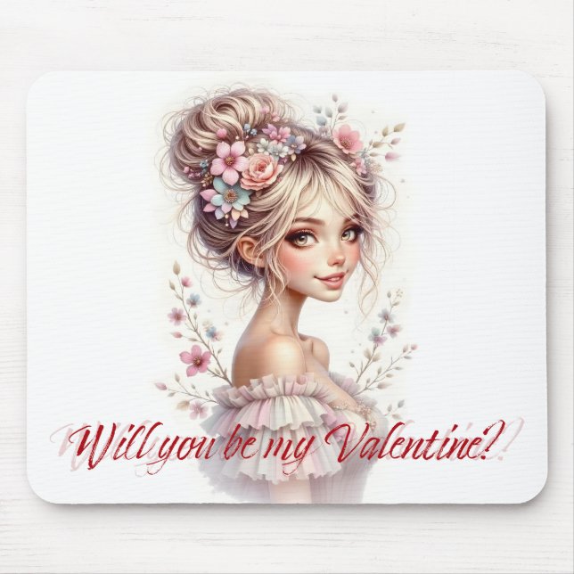 Wirst du mein Valentinstag sein – Romantischer Kun Mousepad (Vorne)