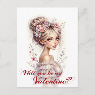 Wirst du mein Valentinstag sein – Romantischer Kun Postkarte