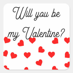 Wirst du mein Valentinstag sein? Spielerei rote He Quadratischer Aufkleber