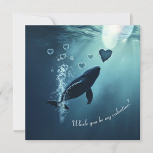 Wirst du mein Valentinstag sein, süße blaue Wal-Ka Feiertagskarte