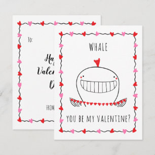 Wirst du mein Valentinstag-Wal Funny Valentine's D Mitteilungskarte