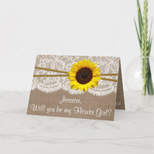 Wirst du meine Blume Gir sein? Sonnenblume Rustika Einladung