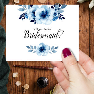 Wirst du meine Brautfrau Blue Floral Watercolor se Einladung