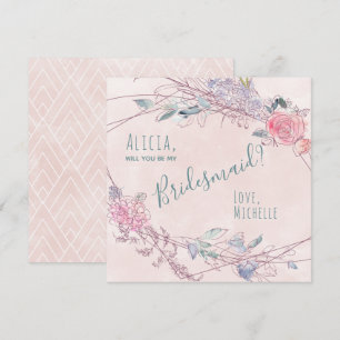 Wirst du meine Brautjungfer sein Aquarell Rosen Einladung
