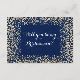 Wirst du meine Brautjungfer sein Blau Gold Navy Fa Einladung