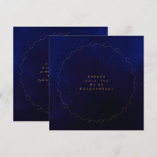 Wirst du meine Brautjungfer sein Blau Navy Samt Einladung
