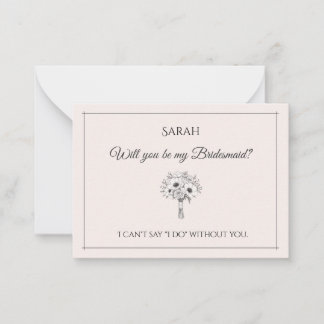 Wirst du meine Brautjungfer sein | Elegant Minimal Mitteilungskarte