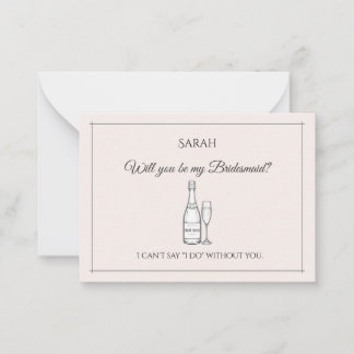 Wirst du meine Brautjungfer sein | Elegant Minimal Mitteilungskarte