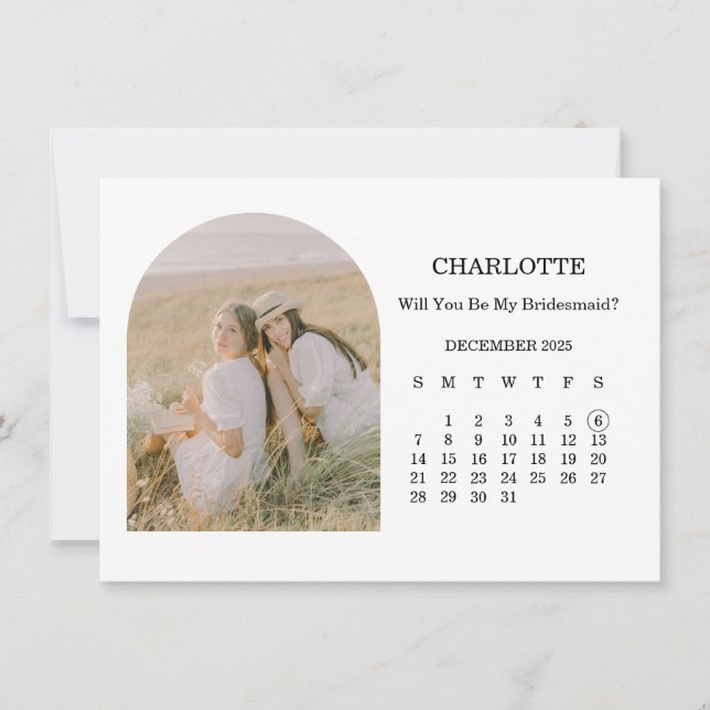 Wirst du meine Brautjungfer sein - Foto-Kalenderka Karte (Vorderseite)