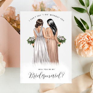 Wirst du meine Brautjungfer sein? Mädchen in Kleid Einladung