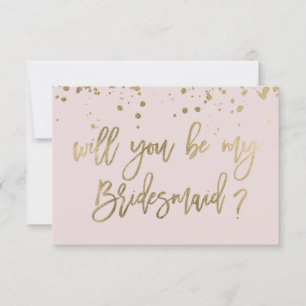 Wirst du meine Brautjungfer sein Pink Gold Typogra Einladung