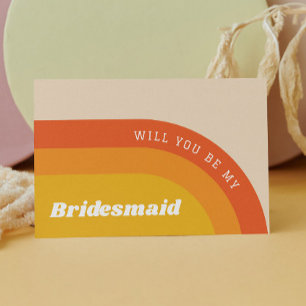 Wirst du meine Brautjungfer sein. Retro-Regenbogen Postkarte