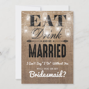 Wirst du meine Brautjungfer sein?   Rustikale Brau Einladung