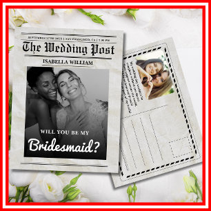 Wirst du meine Brautjungfer sein - Vintage-Zeitung Postkarte