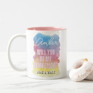 Wirst du meine Brautjungfer Wasserfarben-Tasse Zweifarbige Tasse