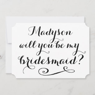 Wirst du meine Bridesmaid Black Calligraphy sein? Einladung