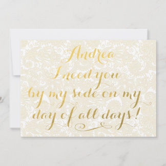Wirst du meine Bridesmaid-Goldkalligrafie sein? Einladung
