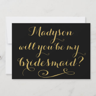 Wirst du meine Bridesmaid-Goldkalligrafie sein? Einladung